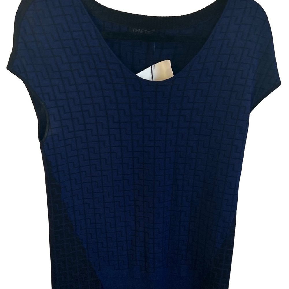 Classic Navy Blue Knit Sweater Women’s Ohne Titel Stretch Blouse SIZE SMALL